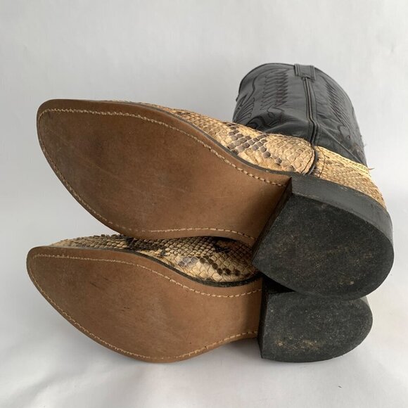 Durango Vintage Python Black Leather Cowboy Boots 9 - Picture 10 of 10